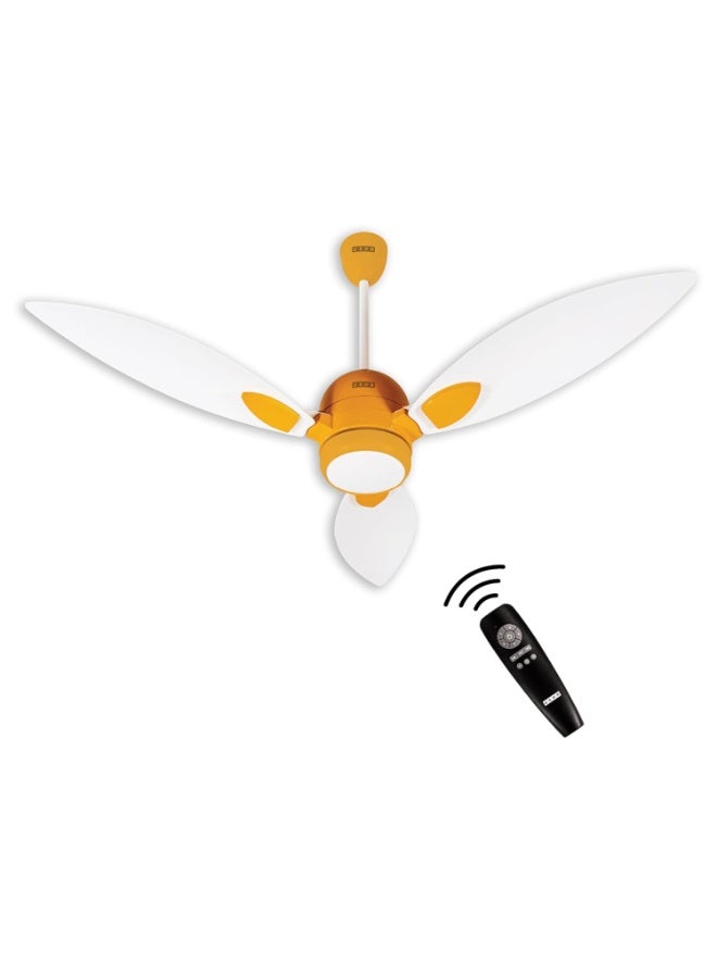 أوشا USHA New Bloom Series Sunspire Glow (Inspired by Sunflower) BLDC Ceiling Fan with Underlight with 3 Modes | RF Remote | Whisper-Quiet | Dust-Resistant (White & Saffron Yellow) - Image 2